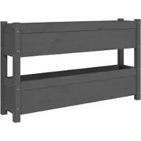 vidaXL Plantenbak 112x25x66 cm massief grenenhout grijs