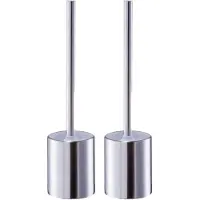 Zeller 2x Stuks WC/Toiletborstel houder RVS/edelstaal - zilver - D8 x 34 cm - Toiletborstels
