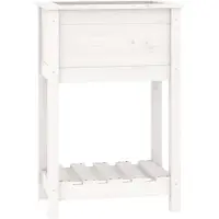 vidaXL Plantenbak met schap 54x34,5x81 cm massief grenenhout wit