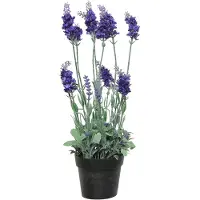 Everlands Lavendel kunstplant in pot - paars - D18 x H38 cm - Kunstplanten