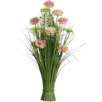 Everlands Kunstgras boeket bloemen - anjers - roze tinten - H70 cm - lente boeket - Kunstbloemen
