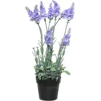 Everlands Lavendel kunstplant in pot - lila paars - D18 x H38 cm - Kunstplanten