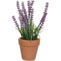 Everlands Lavendel kunstplant in terracotta pot - paars - D6 x H18 cm - Kunstplanten