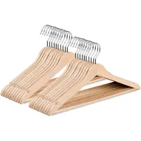 Wicotex Wicotex-Kledinghanger hout-kleerhanger, 20 stuks, met rok inkepingen en broekspijpen, draaibare haak, beige