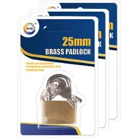 Did 3x Stuks Hangslot met 3 sleutels - 2,5 cm - messing - Hangsloten