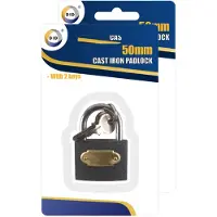 Did 2x Stuks Hangslot met 2 sleutels - gietijzer - zwart - 5 cm - Hangsloten