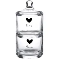 Clayre & Eef Voorraadpot Deksel Ø 10x21 cm Glas Rond Hart Love Voorraadbus Transparant Voorraadbus