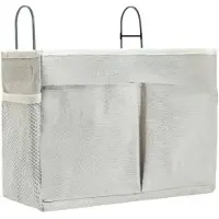 FLOKOO Bedside Pocket - Bed Opbergzak - Katoen - Lichtgrijs