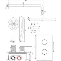 Brauer Copper Carving complete inbouw regendouche set 34 met 30cm douchekop, gebogen muurarm en 3 standen handdouche geborsteld koper PVD