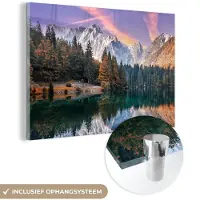 MuchoWow Glasschilderij - Acrylplaat - Natuur - Wolken - Bomen - Sneeuw - Kamer decoratie - Foto op glas - Wanddecoratie - 180x120 cm - Acrylglas - Muurdecoratie - Schilderijen woonkamer