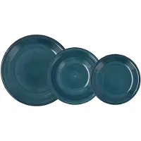 Quid Serviesset Zafiro Vita Blauw Keramisch 18-delig – Platte borden 27 cm, Diepe borden 21,5 cm, Dessertborden 19 cm