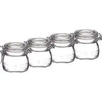 Bormioli Rocco 4x Weckpotten/inmaakpotten 500 ml met rubberen ring, klepdeksel en