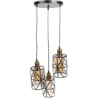 Clayre & Eef hanglamp, diameter 35 cm, hoogte 110 cm, zwart, metaal