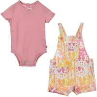 Levi's Set Tuinbroek En Body Roze/geel | Maat: 86