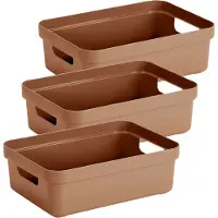 Sunware opbergbox Sigma - 6x - kunststof - 9 liter - terra - opberg dozen/bakken - opbergers - 35 x 24 x 12 cm