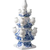 Heinen Delfts Blauw Tulpenvaas - 40 cm - 3 delig - Delfts blauwe vaas - vaas blauw - cadeau voor vrouw - - cadeau vrouw populair