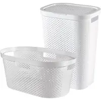 Curver Infinity Recycled Wasmand met deksel 60L + Wasmand 40L - Wit