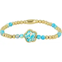 My Bendel - Damesarmband Bloemdesign met Imperial Jasper - Goudkleurige Armband - met Luxe Cadeauverpakking | Sieraden Voor Dames | Maat L