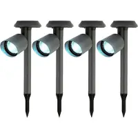 Lumineo 4x stuks solar prikspots/tuinspots - metaal - zwart - H26 cm - Prikspotjes