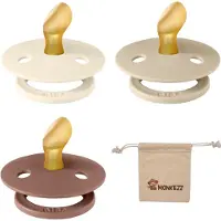 BIBS Dental fopspenen Anatomical 0-6 maanden- Set 3 stuks- Ivory, Vanilla, Woodchuck - + Monkiezz speenzakje - orthodontisch- Anatomisch- Maat 1