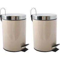 Merkloos Vuilnisbak Pedaalemmer 3 liter 2x stuks- Kleine prullenbakken 3 liter van taupe