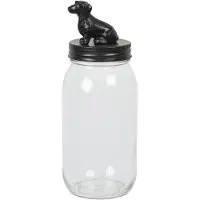 Clayre & Eef Voorraadpot Ø 8x22 cm Glas Rond Hond Voorraadbus Transparant Voorraadbus