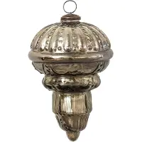Clayre & Eef Kerstbal XL Ø 14 cm Bruin Zilverkleurig Glas Kerstdecoratie Bruin Kerstdecoratie