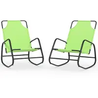 vidaXL Ligstoelen 2 st schommelend staal en textileen groen