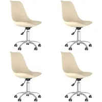 vidaXL Eetkamerstoelen 4 st draaibaar stof crèmekleurig