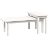 vidaXL 2-delige salontafelset, wit, massief hout, grenen
