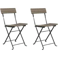vidaXL Bistrostoelen 2 st inklapbaar poly rattan en staal grijs