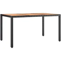 vidaXL Tuintafel met houten blad, zwart, polyrotan en acaciahout