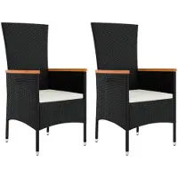 vidaXL Tuinstoelen 2 st met kussens poly rattan zwart