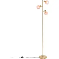 QAZQA Art Deco vloerlamp goud met roze glas 3-lichts - Vidro