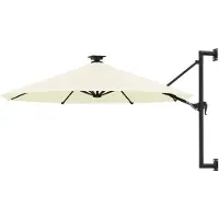 vidaXL Wandgemonteerde zonnescherm met LED-verlichting, 300 cm, zandwit