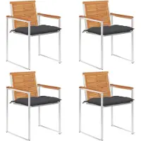 vidaXL Tuinstoelen 4 st met kussens massief acaciahout