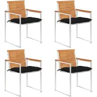 vidaXL Tuinstoelen 4 st met kussens massief acaciahout