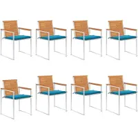 vidaXL Tuinstoelen, 8 stuks met kussens, massief acaciahout