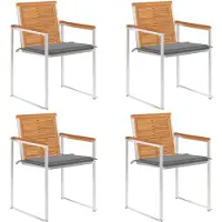 vidaXL Tuinstoelen, 4 stuks met kussens, massief acaciahout