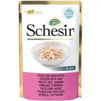 Schesir Kattenvoer Kip - Ham In Gelei 50 Gr