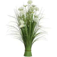Everlands Kunstplant - rozen en geraniums - groen - wit - 35 x 70 cm - Kunstplanten