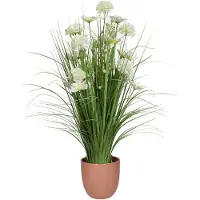 Everlands Kunstbloemen boeket wit - in pot oudroze - keramiek - H70 cm - Kunstbloemen