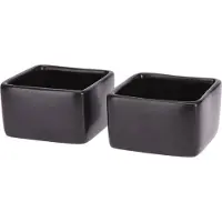 Excellent houseware 2x stuks tapas schaaltjes - porselein - mat zwart - Snack en tapasschalen