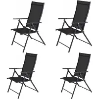 Pro Garden Vouwstoel/ Klapstoel/ Tuinstoel/ Campingstoel - 4 STUKS -59 X 108 cm - Metaal/polyester - Antraciet