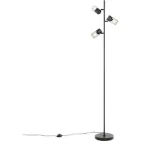 QAZQA Industriële vloerlamp zwart 3-lichts - Jim