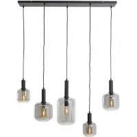 Light & Living Eettafel hanglamp Lekar 5x E27 - zwart met smoke glas