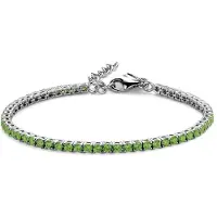 New Bling 9NB-1222 Zilveren Tennisarmband met Zirkonia Steentjes 3mm - Groen - 16,5+3cm - Rhodium - Zilver