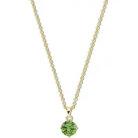 New Bling 9NB-1195 Zilveren Ketting met Zirkonia Hangertje 5mm - Groen - Ankerschakel - 1,6mm - 40+5cm - Zilver - Verguld/Goud op Zilver