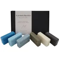 Savon De Marseille Soap bar cadeauset zeep Fleur de lys, Fleur de lotus, Marine, Pavot (opium), Huile d'argan, Muguet 6x125 gr. vaderdag, Papa cadeau - dierproefvrij - vegan - handgemaakt