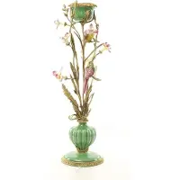 Baakman Kandelaar Gaudi stijl - tafeldecoratie - Porseleinen plant - Bronzen elementen - 64 cm hoog